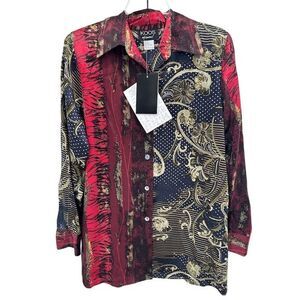 NWT KOOS of‎ Course! Women's Multicolor Silk Button-Up Shirt M AK73